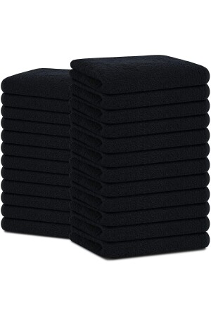 100% Cotton Hand and Face Towel Set of 6 Black Towels 30x50 - Kayabey Home