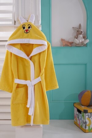 100% Cotton Hooded Embroidered Children's Bathrobe 1-12 Years 153-99-0017 - Nina Home
