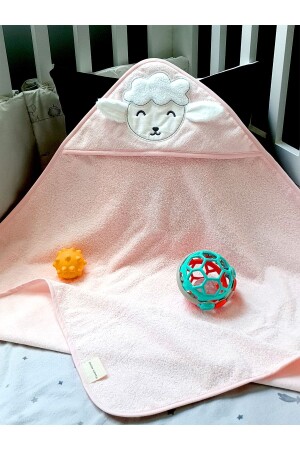 100% Cotton Pink Lamb Pattern Embroidered Baby Towel Swaddle 75x75cm TNMHM2022700KND - Tanem Home