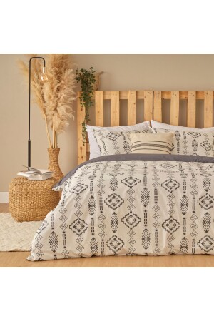 100% Cotton Ranforce Blake King Size Duvet Cover Set Anthracite (240x220 cm) - Bella Maison