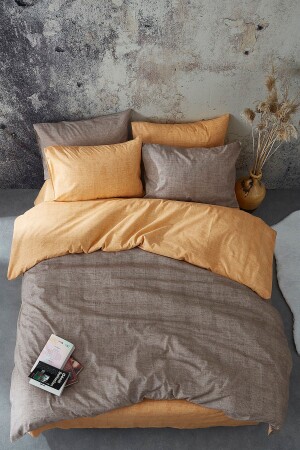 100% Cotton Reversible Double Duvet Cover Set 1017 - BONJARDİNHOME