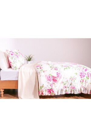 100% Cotton Ruffled Ornamentally Stitched Lamus 240x220 Cm King Size Duvet Cover And 2 Pillow Cases 240220FIRFIRLILAMUS - makiteks