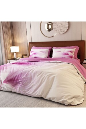 100% Cotton Satin 6 Piece Pink Larado Double Duvet Cover Set ALCY1013 - ALACA HOME COLLECTİON