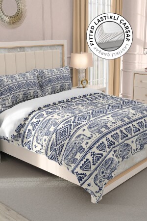 100% Cotton Satin Double Duvet Cover Set with Fitted Sheets 3D Elephant Theme MONOHOME30186 - Monohome