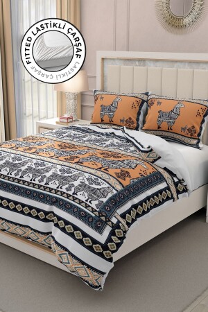 100% Cotton Satin Double Duvet Cover Set with Fitted Sheets 3d Ipekyolu MONOHOME31800 - Monohome