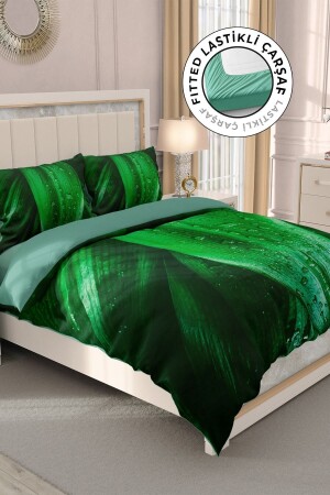 100% Cotton Satin Double Duvet Cover Set with Fitted Sheets Drop Leaf MONOHOME32944 - Monohome