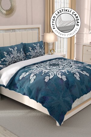 100% Cotton Satin Double Duvet Cover Set with Fitted Sheets Etnich Mandala 3 MONOHOME33064 - Monohome