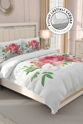 100% Cotton Satin Double Duvet Cover Set with Fitted Sheets New Floral MONOHOME32647 - Monohome