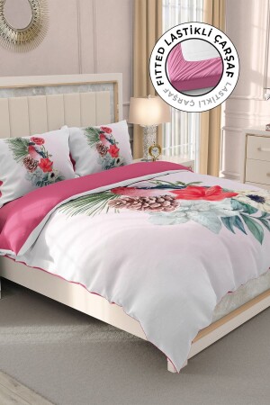 100% Cotton Satin Double Duvet Cover Set with Fitted Sheets Small Birdy MONOHOME32609 - Monohome