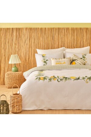100% Cotton Satin Sicilia King Size Duvet Cover Set White (240x220 cm) - Bella Maison