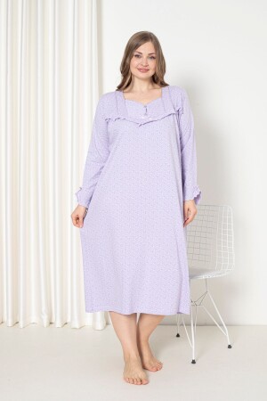100% Cotton Seasonal Long Sleeve Combed Cotton Plus Size Mother's Nightgown 180 - Seboteks