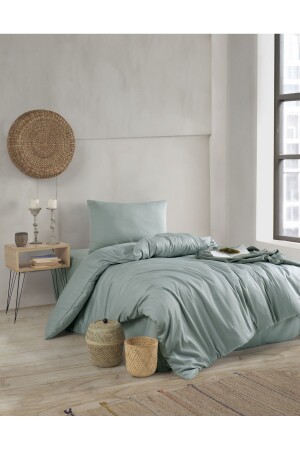 100% Cotton Single Satin Duvet Cover Set Green STN000YES3T - Berolige