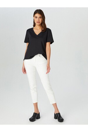100% Cotton V-Neck T-shirt 00095 - Faik Sönmez