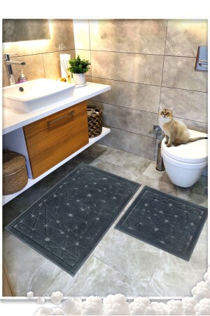 100% Cotton Woven Bath Mat Set - Bath Rug Glass Set of 2 60x100 - 60x50 - Cottoncrafty