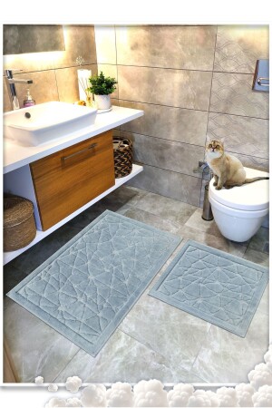 100% Cotton Woven Bath Mat Set - Bath Rug Glass Set of 2 60x100 - 60x50 - Cottoncrafty