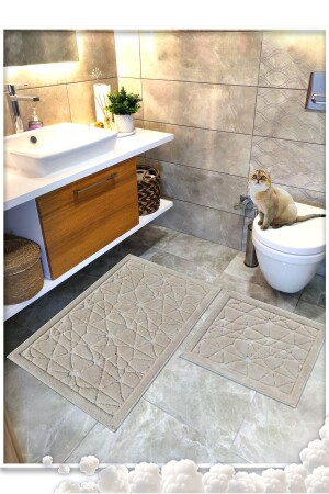 100% Cotton Woven Bath Mat Set - Bath Rug Glass Set of 2 60x100 - 60x50 - Cottoncrafty