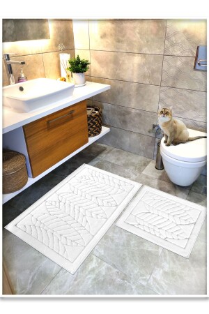 100% Cotton Woven Bath Mat Set - Bathroom Rug Set of 2 Sheets 60x100 - 60x50 - Cottoncrafty