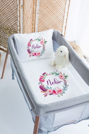 %100 Pamuk Isme Özel 70x120 Park Yatak Nevresim Takımı PRKYT51 - Lilabio