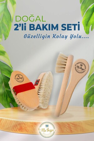 %100 Doğal Selülit Karşıtı At Kılı Vücut-Yüz Bakım Fırçası 2'li Bakım Seti(SAKLAMA KESESİ HEDİYELİ) - Ma'vessa