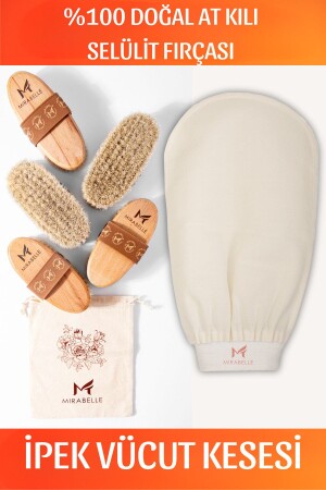 100% Flush Silk Bath Shower Body Scrub Exfoliating & Anti-Cellulite 100% Natural Horsehair Cellulite Brush - Mirabelle