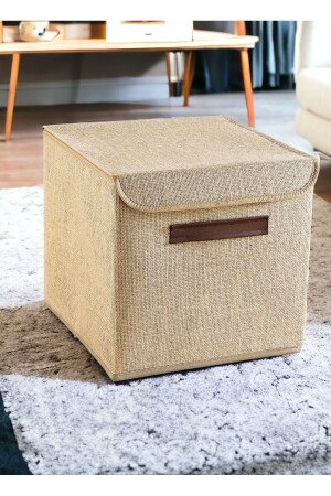 100% Jute Covered In-Cabinet Laundry Toy Organizer Folding Covered Storage Box 30x30x30 - Prendi Home
