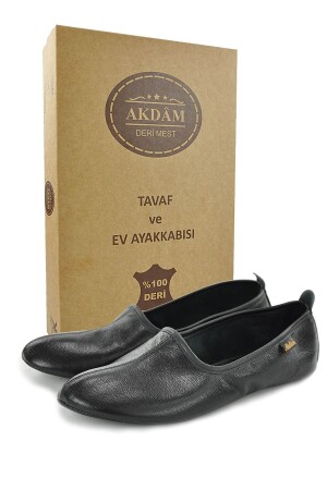 „%“100 Leder Hajj Umrah Tawaf und Home Schuhe Schwarz - Akdam