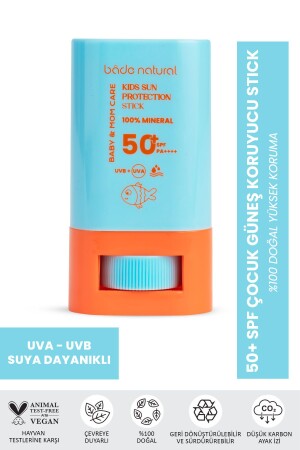 100% Natural and Mineral Filtered 50 SPF High Protection Children's Sunscreen Stick - Bade Natural
