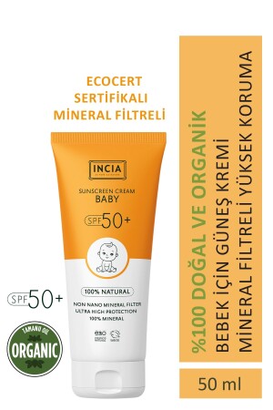 100% Natural Baby Sunscreen Anti-Spot Mineral Filter High Protection SPF50 UVA UVB 50 ml - Incia