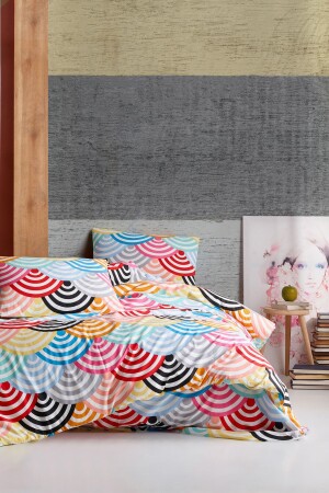 100% Natural Cotton Duvet Cover Set Double Vendula Combination Striped Colored Ep-022688 - Enlora Home