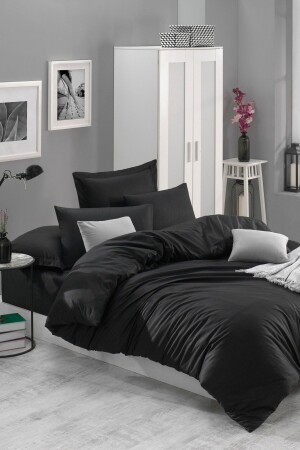 100% Natural Cotton Plain Color Duvet Cover Set Double FreshColor Black Ep-022787-v - Enlora Home