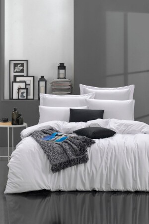 100% Natural Cotton PlainColor Duvet Cover Set Double FreshColor White Ep-022735-v - Enlora Home