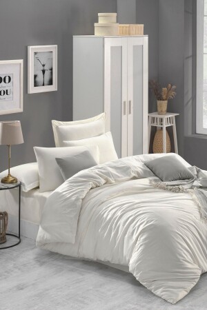 100% Natural Cotton SolidColor Duvet Cover Set Double FreshColor Ecru Ep-022735-v - Enlora Home