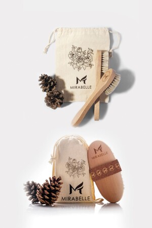100% Natural Horsehair Cellulite Brush + 100% Natural Horsehair Face Brush - Mirabelle
