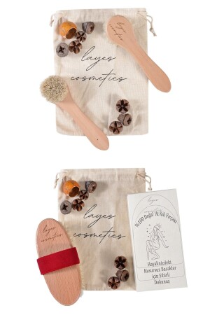 100% Natural Horsehair Cellulite Brush + 100% Natural Horsehair Face Brush - Layes
