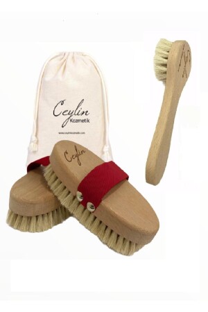 100% Natural Horsehair Cellulite Brush + 100% Natural Horsehair Face Brush + Scrub - Ceylin