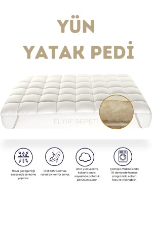 100% Natural Merino Lamb Wool Mattress Protector Wool Mattress Pad with Elastic Four Corners 00661 - Elyaf Sepeti