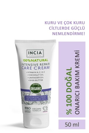 100 % natürliche reparierende Pflegecreme, intensiv feuchtigkeitsspendende Hautpflege, Lavendel, Avocado, Shea, vegan, 50 ml - Incia