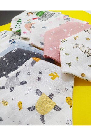 - 100% Organic Baby Bib, Scarf, Muslin, Baby Bib, 12-pack with Snaps, Double Layer Patterned Muslin Bib, Scarf 12-pack - mugaSA