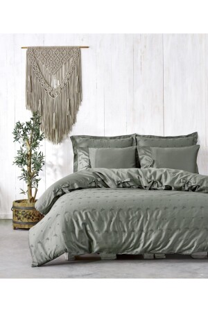 100% Organic Cotton Satin Ecolarge Duvet Cover Set 240*220 Carmen Green 55NVRECCY - Ecocotton