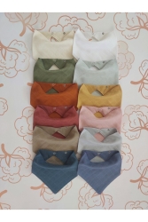 %100 Organik Müslin Çift Katlı Bebek Fular & Yakalık Mama Önlüğü & Salya Önlüğü Bez 12 ADET 40 CM Salya Bezi CRGDNG-0070 - hugybaby