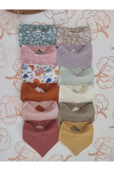 %100 Organik Müslin Çift Katlı Bebek Fular & Yakalık Mama Önlüğü & Salya Önlüğü Bez 12 ADET 40 CM Salya Bezi CRGDNG-0080 - AngelsHug