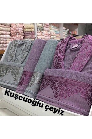 %100 Pamuk Kadın-erkek Aile Bornoz Seti - Fiesta