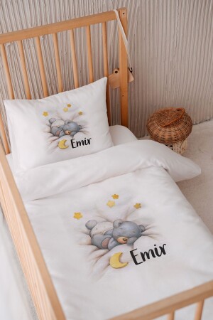 %100 Pamuk Saten Isme Özel 100x150 Bebek Yatak Nevresim Seti BKN18 - Lilabio