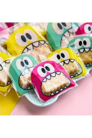 100 Pieces Mixed Monster Pattern Cake Pops and Cookie Bags 10x15 Cm Self Adhesive - Elizberen
