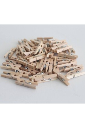 100 Pieces Wooden Colored Wooden Mini Pegs Photo Hanging Decorative Ornament Mini Pegs - Huzur Party Store
