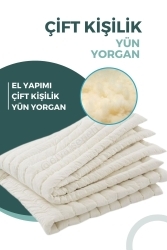 100% Wool Hand-Sewn Double Wool Quilt 100% Natural 195x215 Cm 00332 - Elyaf Sepeti