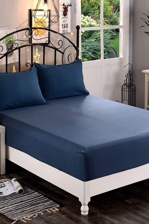 100 x 200 Einzelbettlaken aus elastischer gekämmter Baumwolle, 100 % Baumwolle, Marineblau - Ladynil