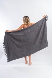 100x170cm Büyük Plaj Banyo Duş Havlusu Saçaklı 100% Pamuklu HVL.100.201.1X - CottonTherapy