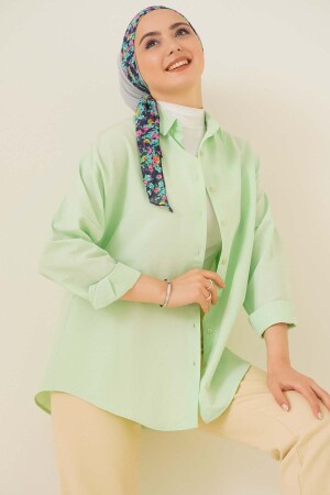 103901 Oversize Basic Tesettür Gömlek - E.yeşil - Bigmerter