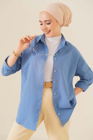 103901 Übergroßes Basic-Hijab-Hemd – Indigo - Bigmerter